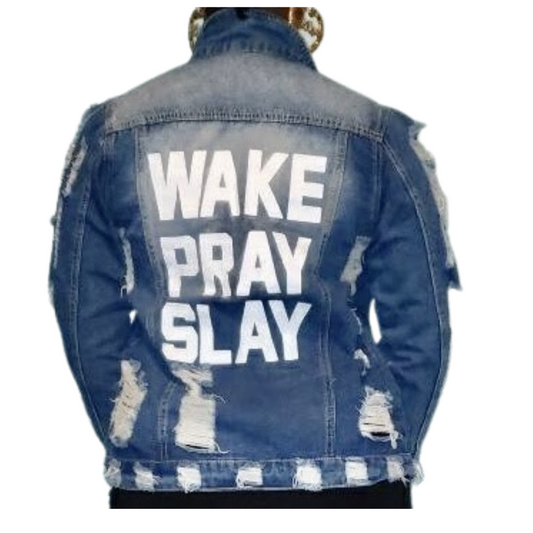Wake Pray Slay Denim Jacket